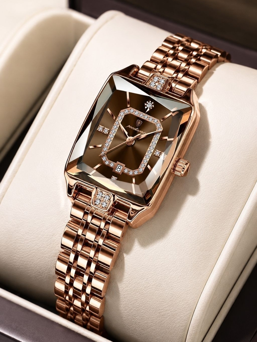 Rose Gold Women's Crystal-Accent Bracelet Watch